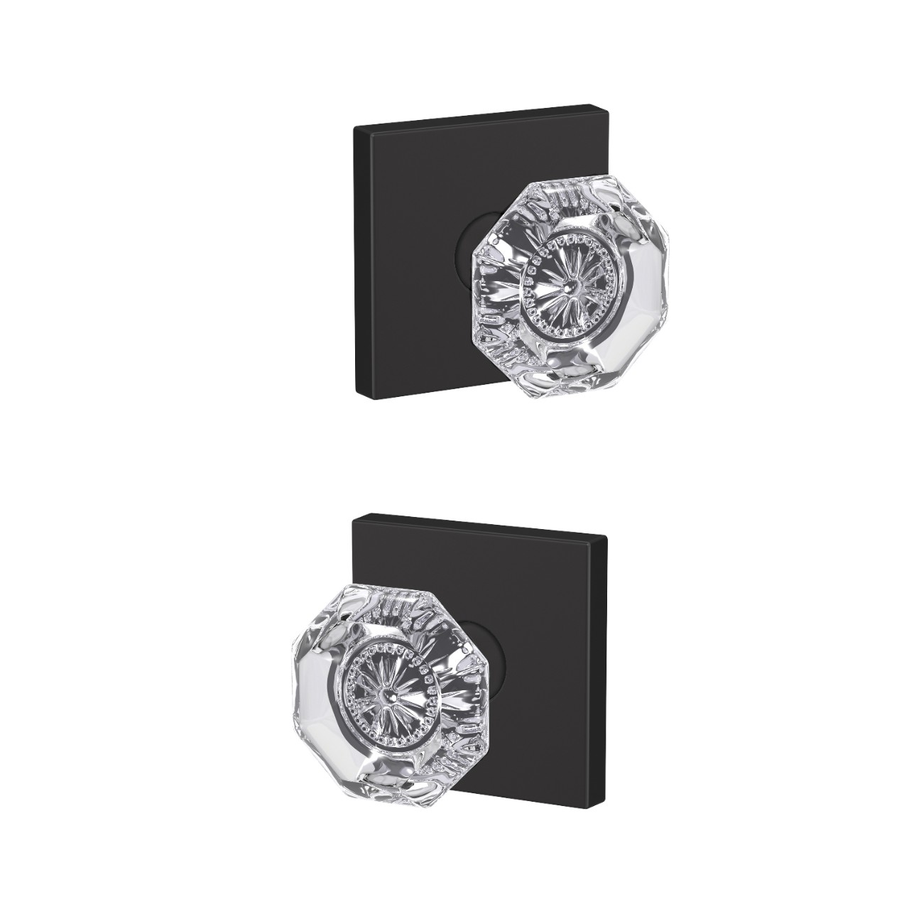 Custom Alexandria Glass Knob Combined Interior Hall-Closet and Bed-Bath Lock