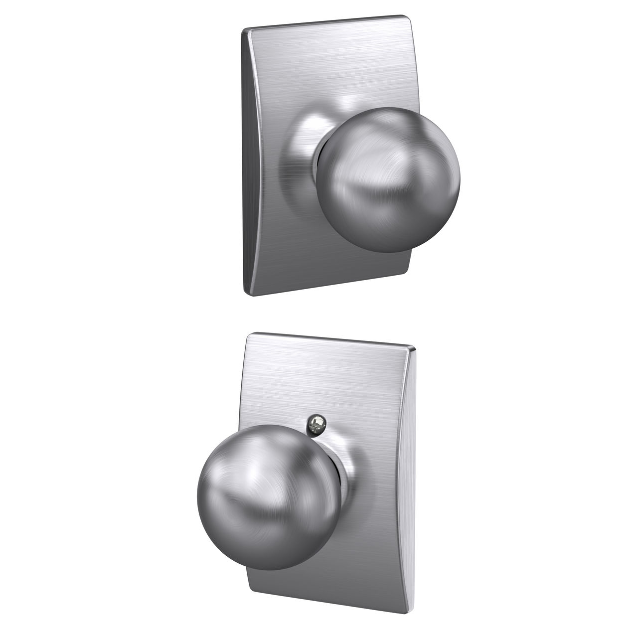 Serrure avec bouton Orbit et garniture Century pour vestibule et garde-robe