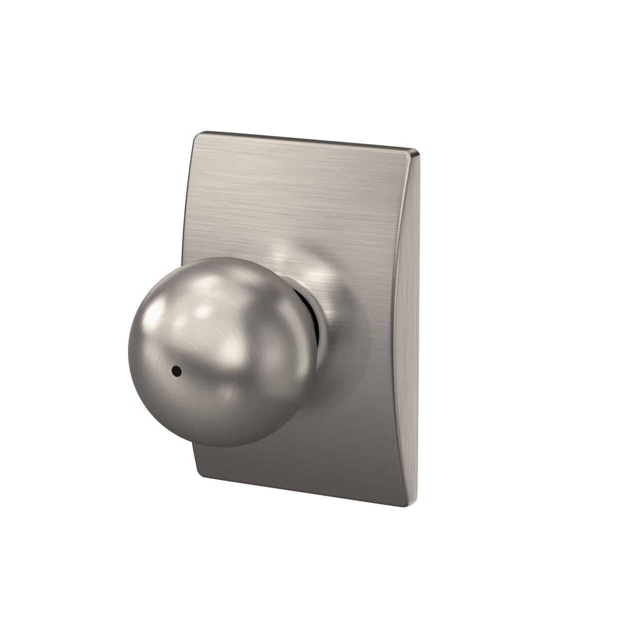 Serrure avec bouton Orbit et garniture Century pour chambre de bain et chambre à coucher