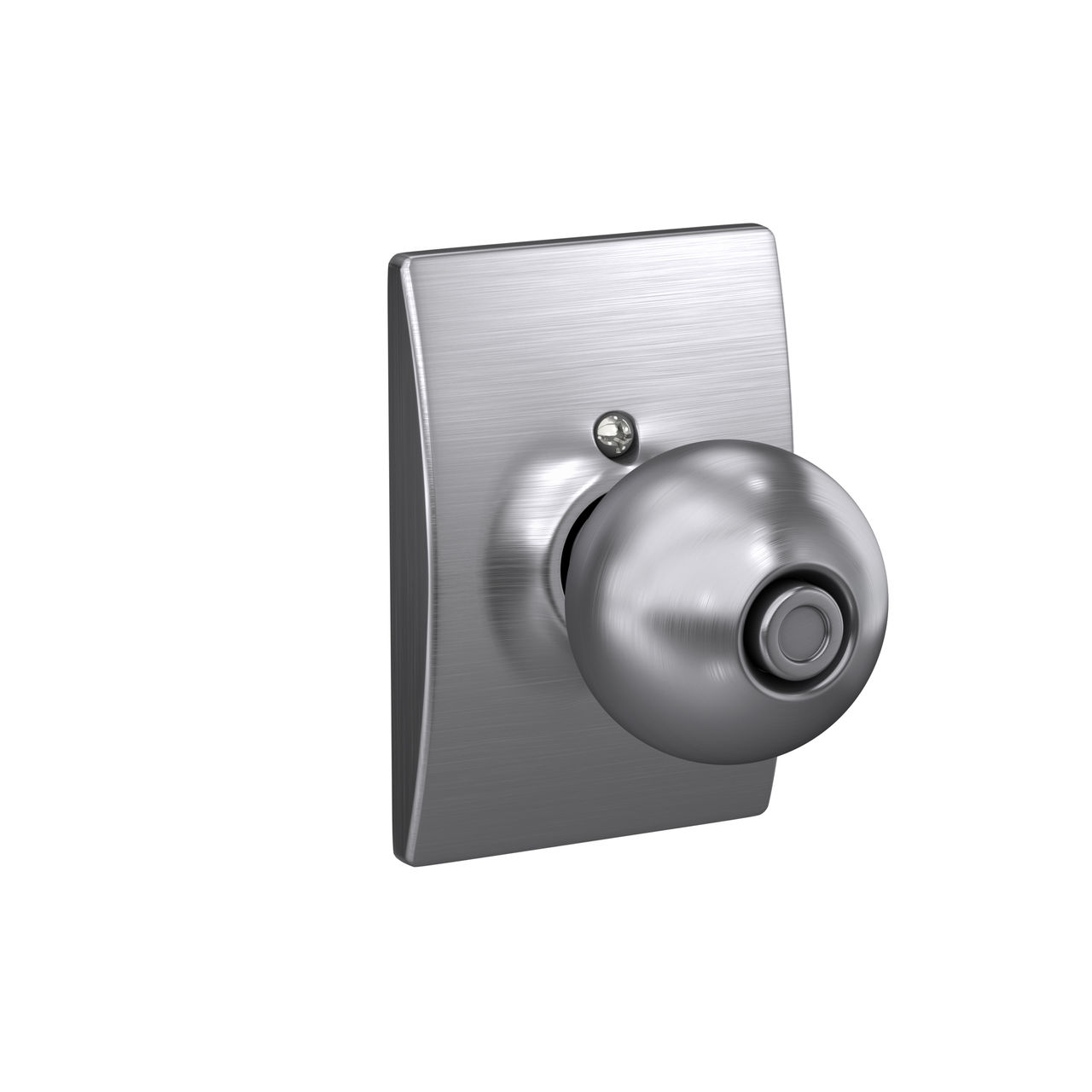 Serrure avec bouton Orbit et garniture Century pour chambre de bain et chambre à coucher