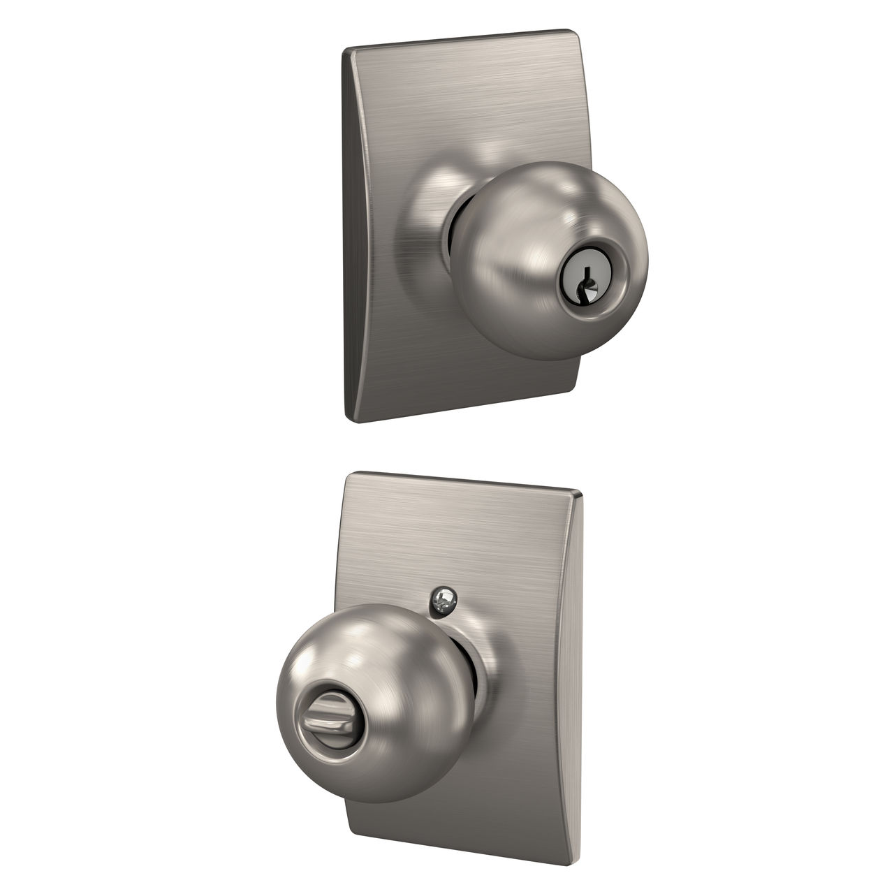 Serrure d’entrée à clé avec bouton Orbit et garniture Century