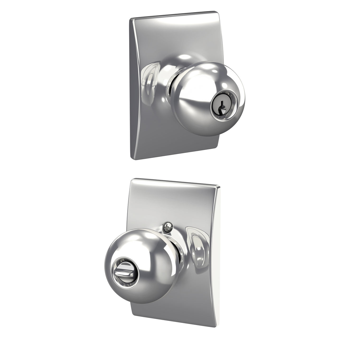 Serrure d’entrée à clé avec bouton Orbit et garniture Century