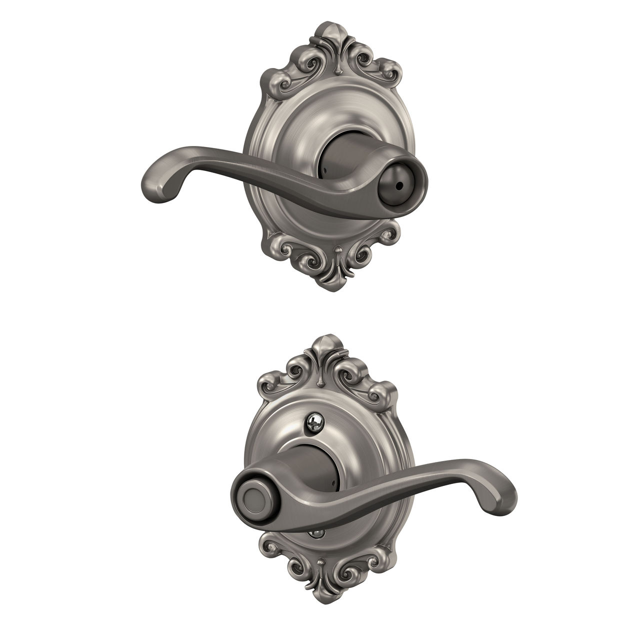 Serrure avec levier Flair et garniture Brookshire pour chambre de bain et chambre à coucher