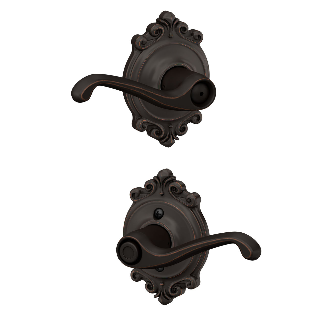 Serrure avec levier Flair et garniture Brookshire pour chambre de bain et chambre à coucher